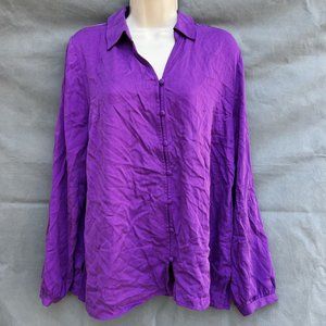J. Jill Size Medium M Purple 100% Modal Rayon Collared Business Shirt Top